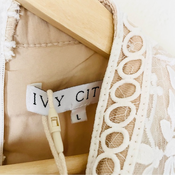 NWT Ivy City Co LARGE Sicily white floral midi dress in Champagne Lining - Picture 8 of 11